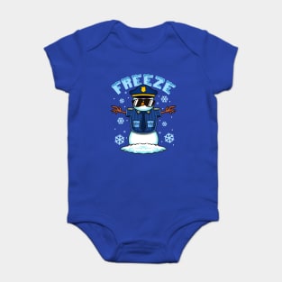 Freeze Police Snowman Hilarious Christmas Police Officer Baby Bodysuit